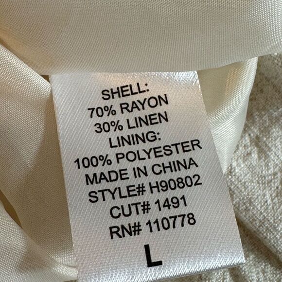 Azel Hazel jacket Womens size Large bomber linen Ivory snap front casual woven - Picture 12 of 12